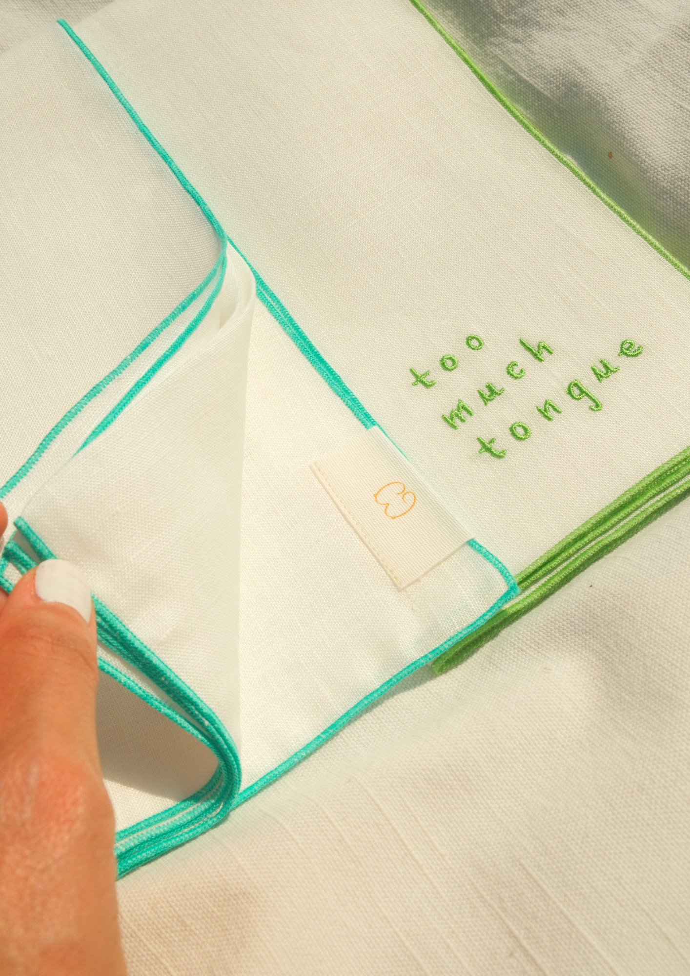 "The Cheeky Duo" —  Set of 2 — Embroidered Linen Napkins
