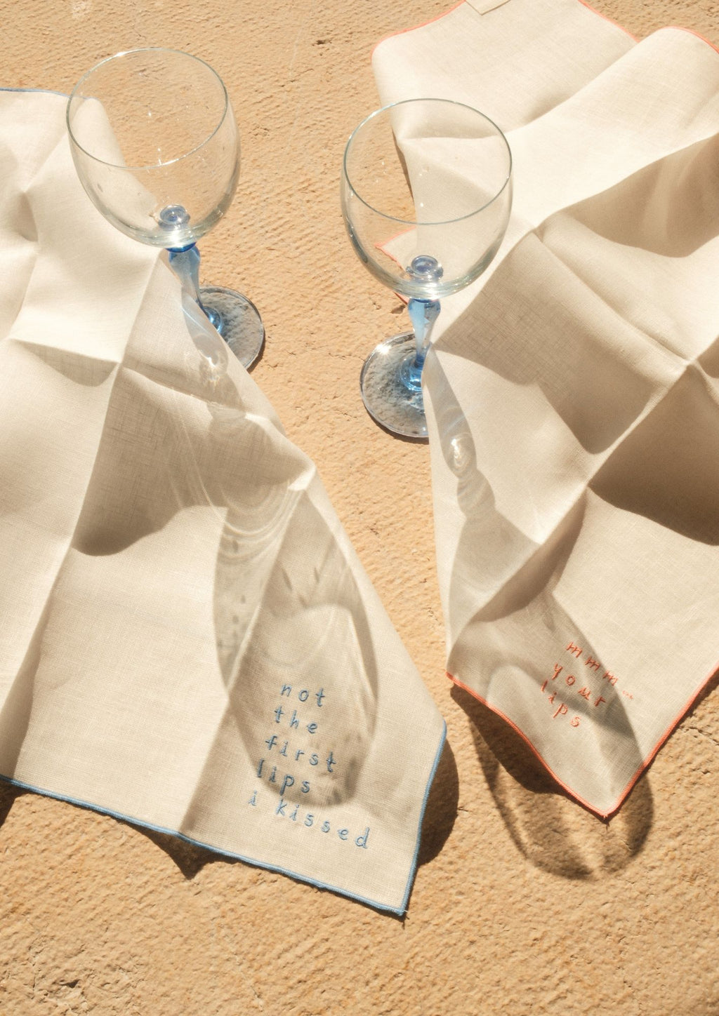 "The Cheeky Duo" —  Set of 2 — Embroidered Linen Napkins